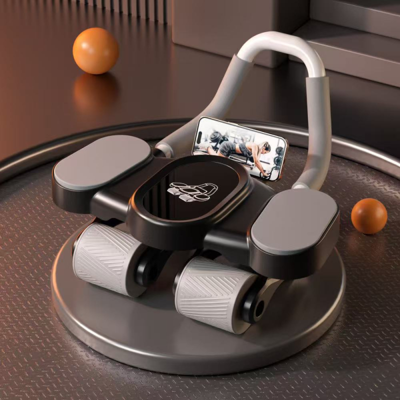 Rulou abdominal cu revenire automată, rolă fitness cu patru roți pentru bărbați și femei, fără pliere, 1,8 kg, pentru birou și acasă