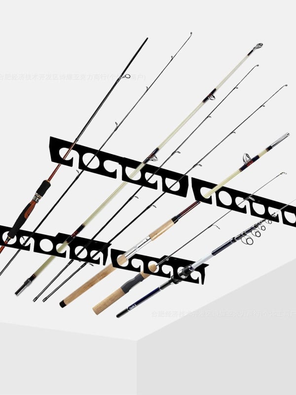 Kovani stalak za štapove za zidni ili stropni nosač, metalni, sklopivi, za 6 ili 12 štapova
