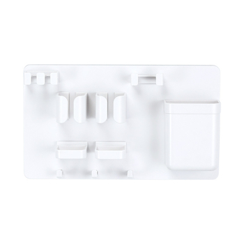 Fogkefetartó – falra szerelhető, műanyag tároló fogkefék és fogkrém számára, lyukasztás nélküli telepítés, logónyomás lehetséges, 44 darab egy dobozban, easy.day