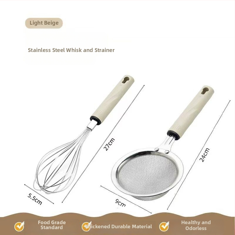 Vajíčkový šľahač – trojčlenný set s filtračnou sieťkou a oddeľovačom bielkovín, ručný neelektrický kuchynský nástroj na pečenie, moderný minimalistický dizajn