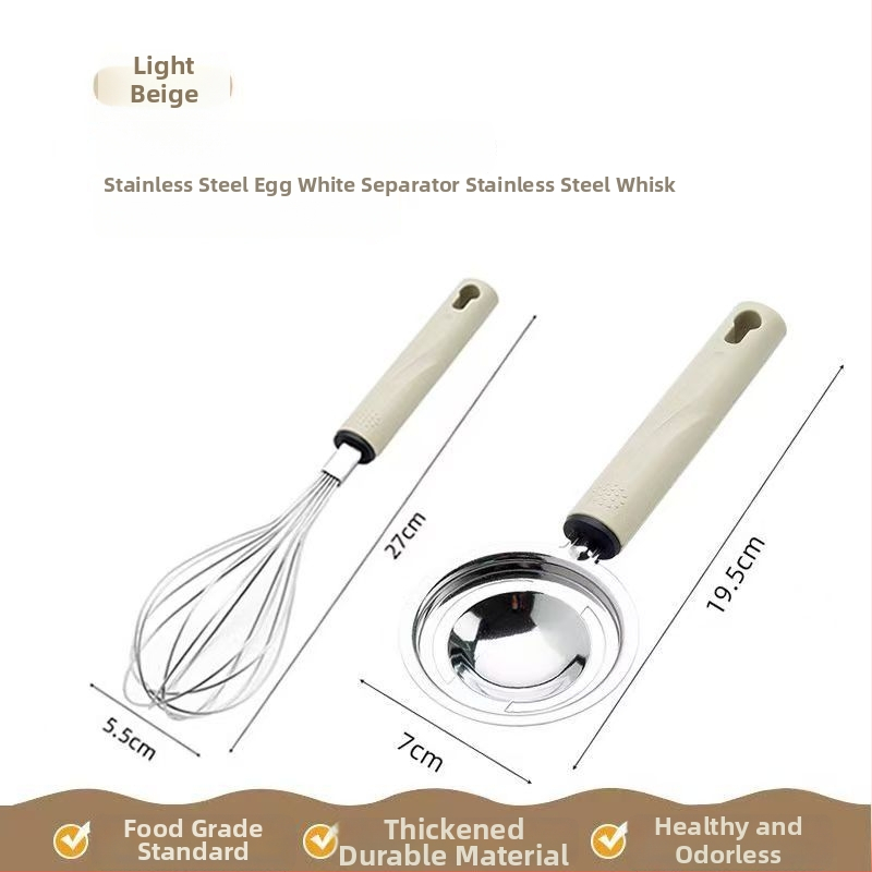 Vajíčkový šľahač – trojčlenný set s filtračnou sieťkou a oddeľovačom bielkovín, ručný neelektrický kuchynský nástroj na pečenie, moderný minimalistický dizajn