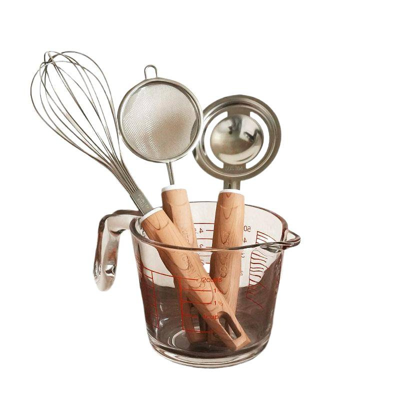 Tojásfehérje–tojássárgája szétválasztó készlet, 304 rozsdamentes acélból, mérőedény, szűrőszita és leszűrő (kézi használat)