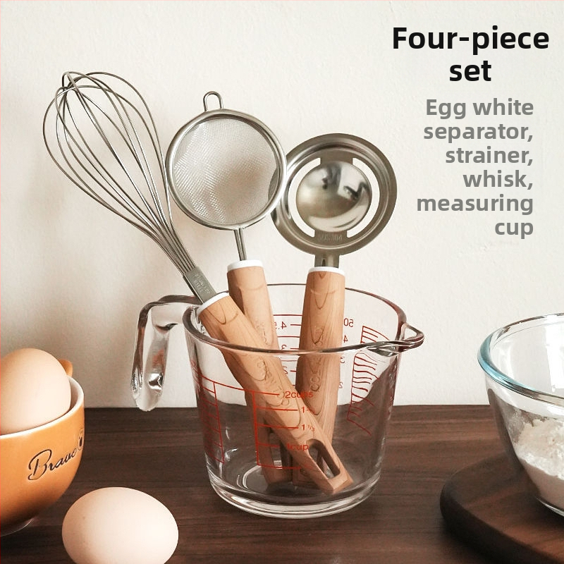 Sada oddeľovačov bielka a žĺtka z 304 nerezovej ocele, merací pohár, filter sieťka a cedník (ručné)