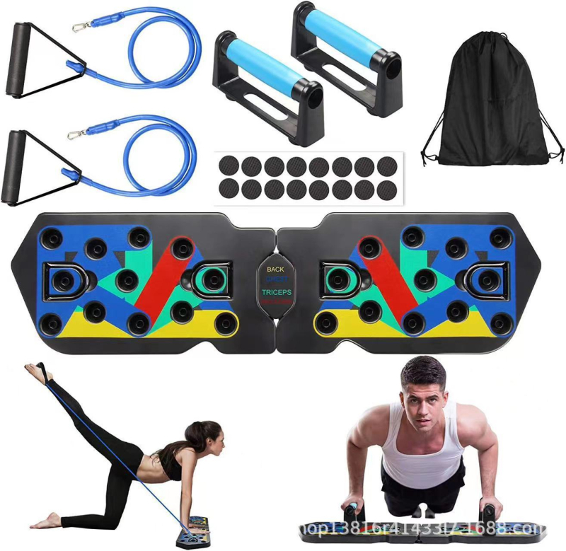 Push-up rack - sklopiva višefunkcionalna ploča za vježbanje s napetim užetom i torbom za pohranu - Model 001