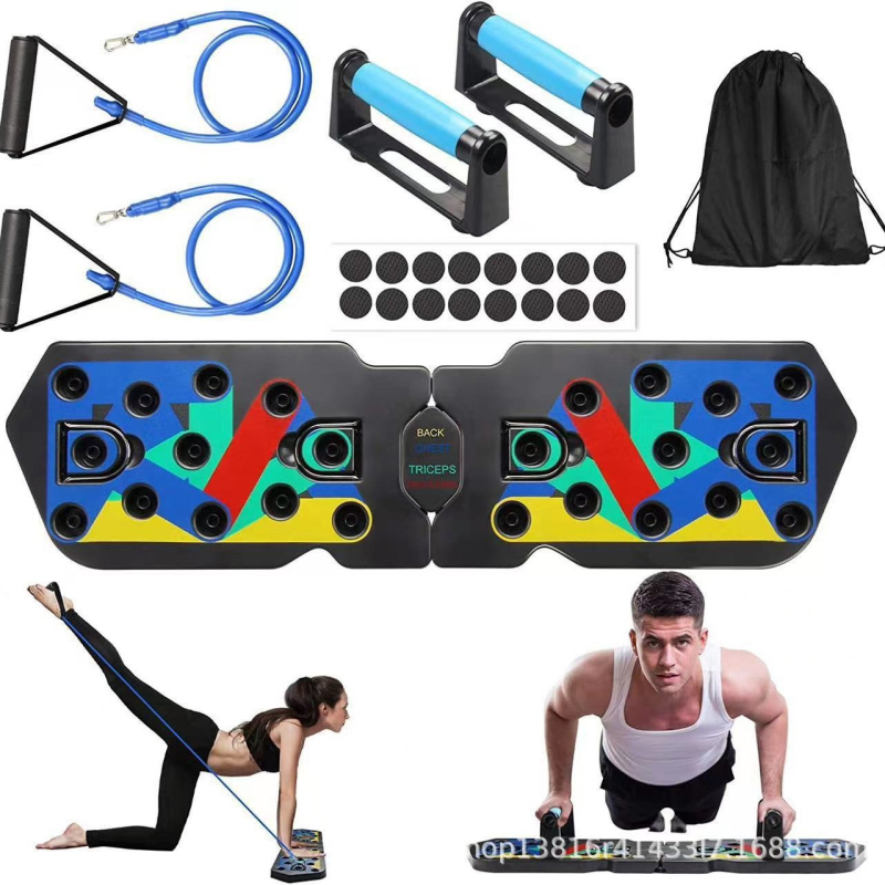 Push-up rack - sklopiva višefunkcionalna ploča za vježbanje s napetim užetom i torbom za pohranu - Model 001