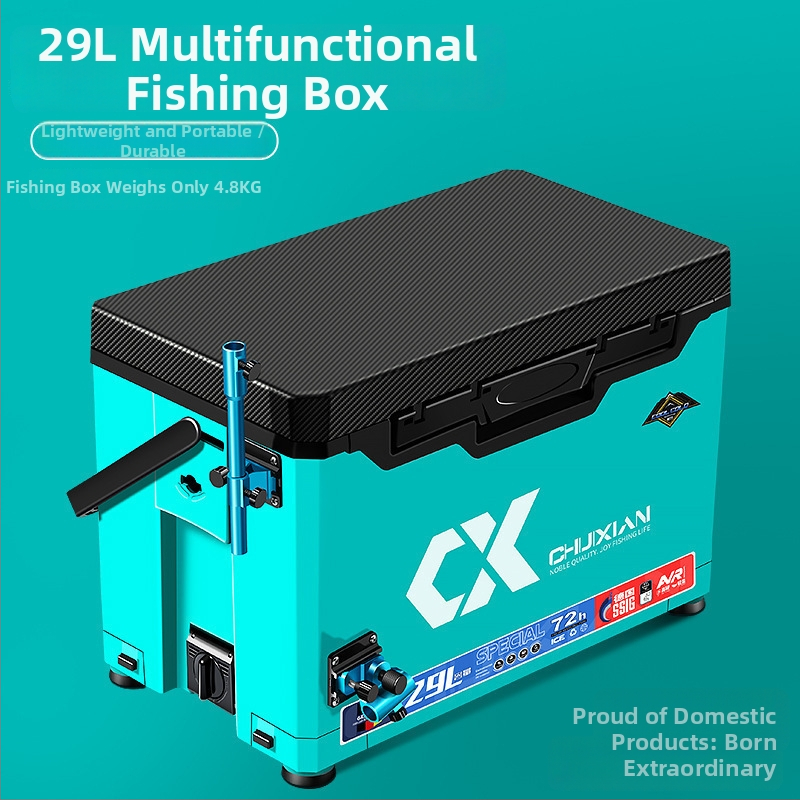 Rybárska krabička na kolieskach – prenosná, ultra ľahká, viacúčelová kompletná sada, plastová konštrukcia, kapacita pod 9 L