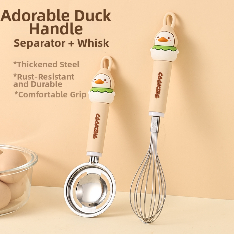 Nerezový set na pečenie s sitom na múru, cedidlom, filtrujúcim sitom, metličkou na vajcia a separátorom bielkovín; tlač loga dostupná; vhodný ako darček; ručné