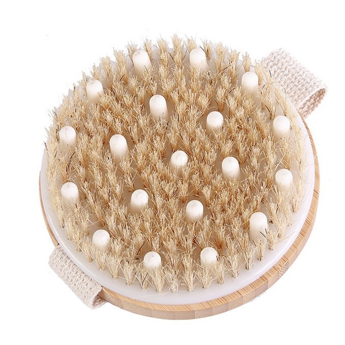 Garch Perie de baie – Perie de masaj cu cap rotund, material Hemu + păr, utilizare umedă/uscată, dublă utilizare, procesare personalizată disponibilă