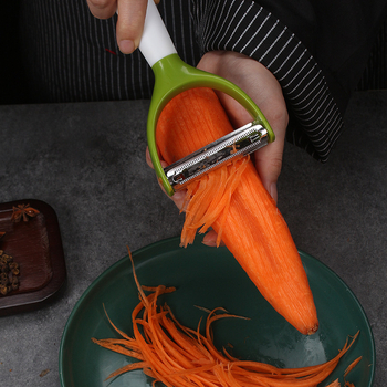 Двоен обелвач и настъргвач с двойна глава, 420J2 неръждаема стомана, PP+ABS дръжка