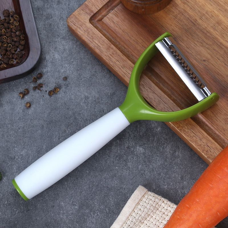 Двоен обелвач и настъргвач с двойна глава, 420J2 неръждаема стомана, PP+ABS дръжка