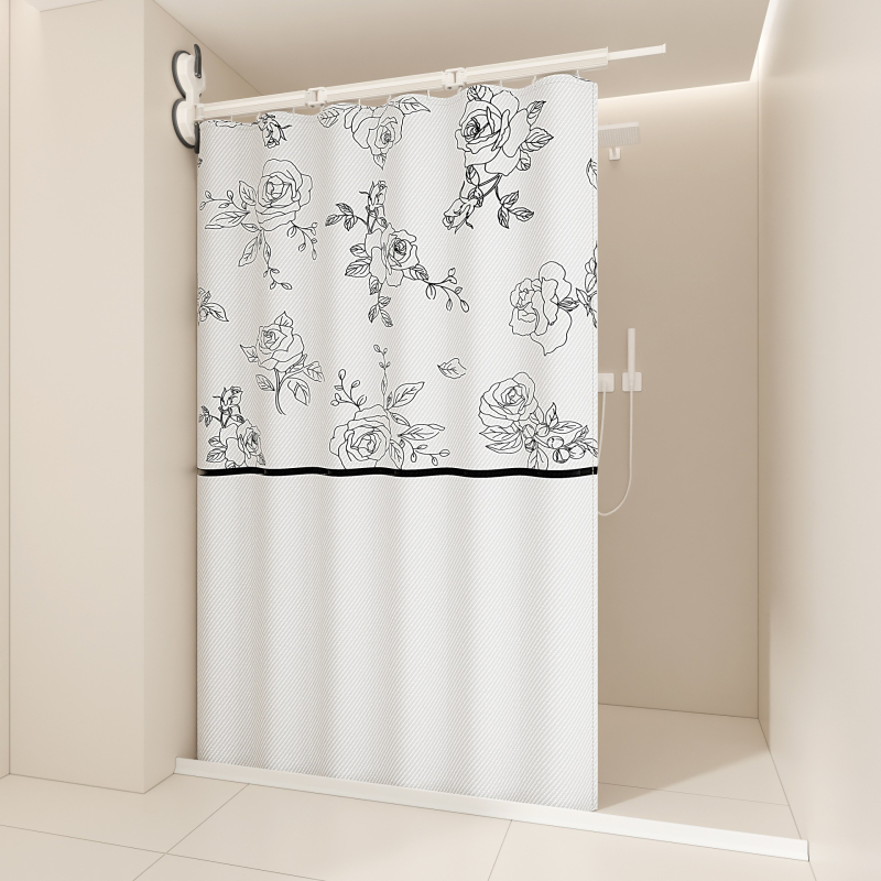 Warm Home Separator de baie din aluminiu, stil european, cu ventuze, pliabil, fără găuri, despărțire umed-uscat, impermeabil