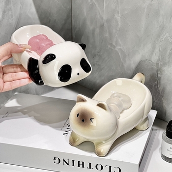 Keramička posuda za sapun s dizajnom panda za kupaonicu, 1 kom., mogućnost prilagođavanja