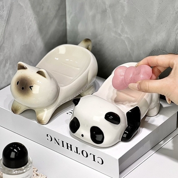 Keramička posuda za sapun s dizajnom panda za kupaonicu, 1 kom., mogućnost prilagođavanja