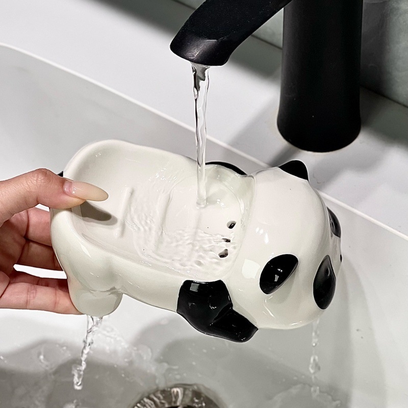 Keramička posuda za sapun s dizajnom panda za kupaonicu, 1 kom., mogućnost prilagođavanja