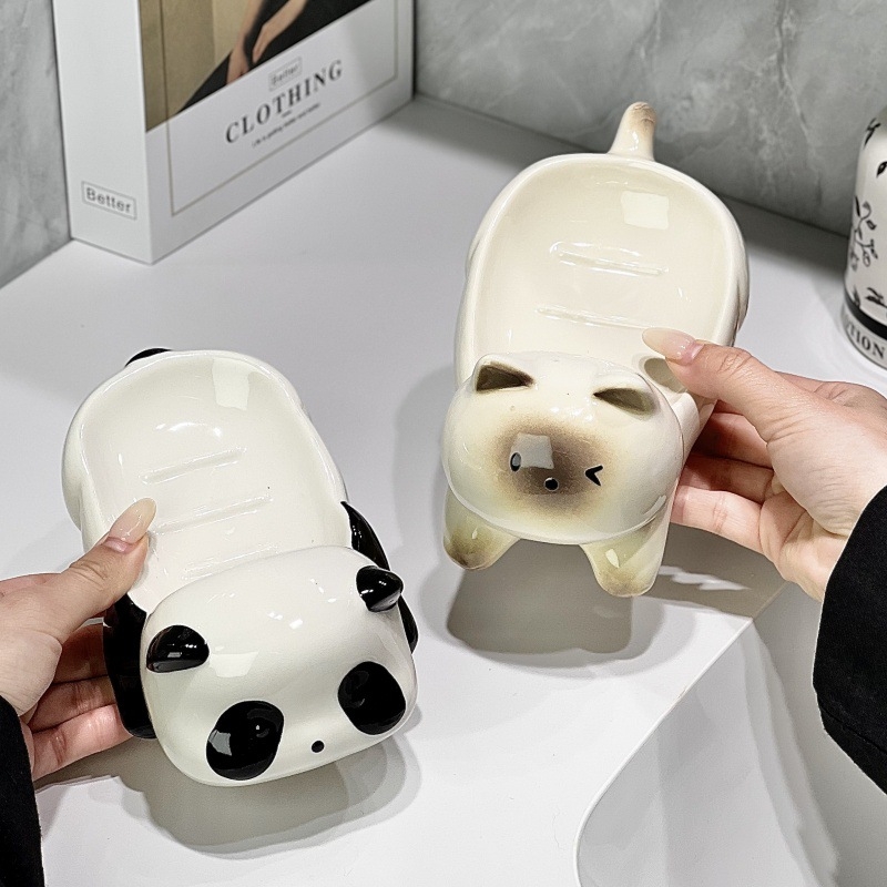 Keramička posuda za sapun s dizajnom panda za kupaonicu, 1 kom., mogućnost prilagođavanja