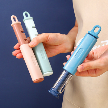 3-в-1 кухненски инструмент: обелвач, настъргвач и острилка за нож; ABS корпус; ръчна употреба