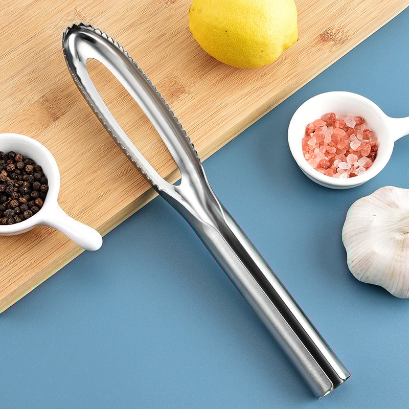 Стоманена скребка за люспи на риба и обелване – ръчен кухненски инструмент, многофункционален