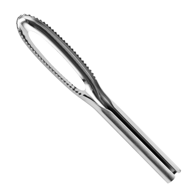 Стоманена скребка за люспи на риба и обелване – ръчен кухненски инструмент, многофункционален