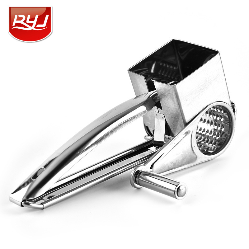 Завъртащ се ръчен настъргвач за сирене (430 неръждаема стомана • пълна метална конструкция • планер за сирене • RYJ)
