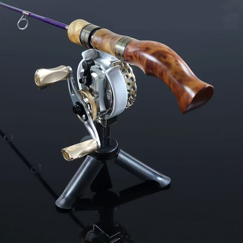 Suport pentru undițe de pescuit la gheață – pliabil, rotativ la 360°, din metal, cu dublă utilizare