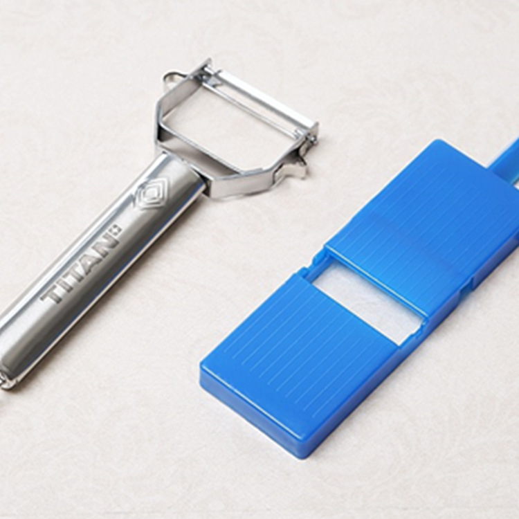 2-в-1 обелвач и нарязвач от неръждаема стомана, мултифункционален кухненски инструмент с ABS корпус