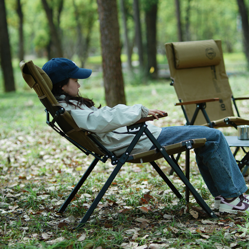 Scaun pliabil de exterior cu ridicare reglabilă în patru poziții, aliaj de aluminiu și oțel cu carbon, marca Aiket