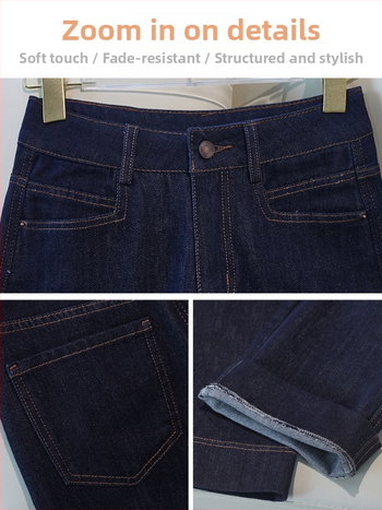 Traperice – Visoki pojas, ravni kroj, denim; pamuk 95%+, mikroelastičnost