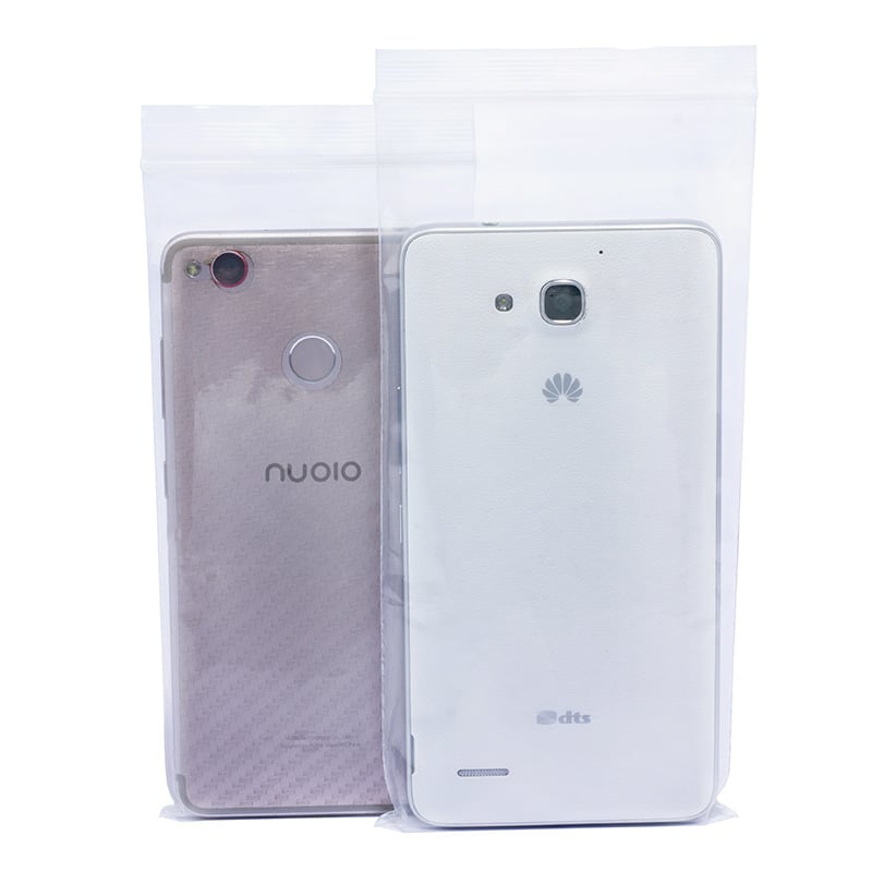 Önzáró műanyag zacskó mobiltelefonokhoz – blown-film folyamat, műanyag anyag, nyomtatott logó