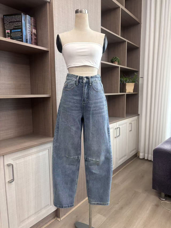 Ženske traperice visokog pojasa, široke nogavice, denim, pamuk, mikroelastičnost