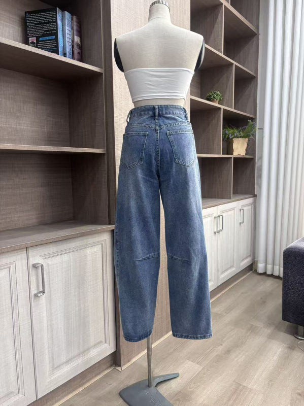 Ženske traperice visokog pojasa, široke nogavice, denim, pamuk, mikroelastičnost