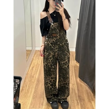 Džinseni overali s širokim nogavicama, visokim strukom, mikroelastičnost, uzorak dizajn, gradski stil, ljeto 2025