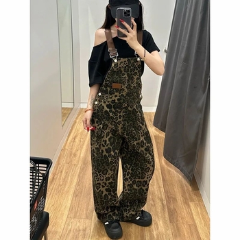 Džinseni overali s širokim nogavicama, visokim strukom, mikroelastičnost, uzorak dizajn, gradski stil, ljeto 2025