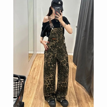 Džinseni overali s širokim nogavicama, visokim strukom, mikroelastičnost, uzorak dizajn, gradski stil, ljeto 2025