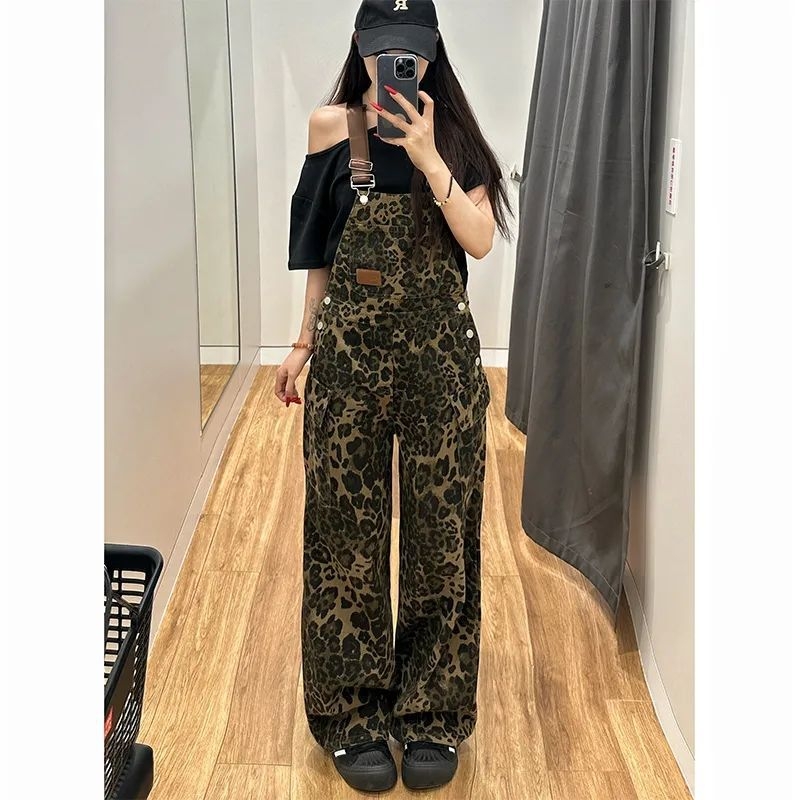 Džinseni overali s širokim nogavicama, visokim strukom, mikroelastičnost, uzorak dizajn, gradski stil, ljeto 2025