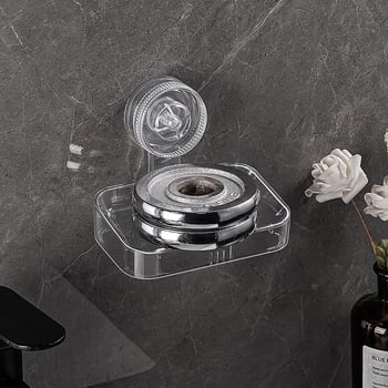 Suport de săpun montat pe perete cu dublu nivel, ventuză puternică, din plastic, brand Shuhui