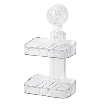 Suport de săpun montat pe perete cu dublu nivel, ventuză puternică, din plastic, brand Shuhui