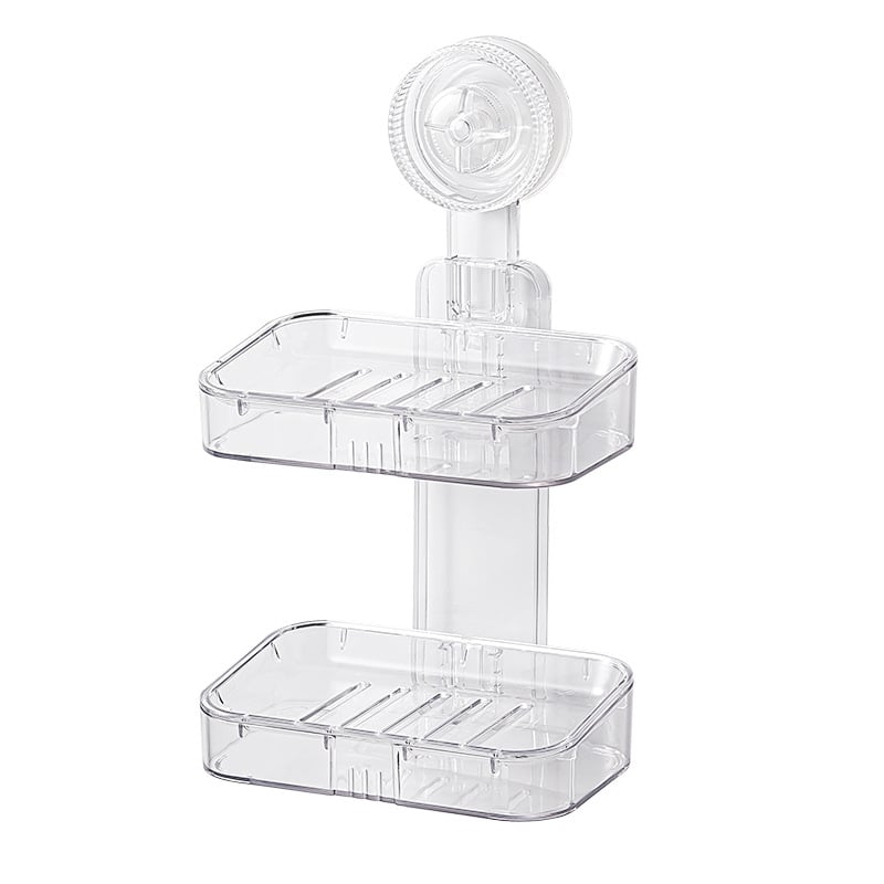 Suport de săpun montat pe perete cu dublu nivel, ventuză puternică, din plastic, brand Shuhui