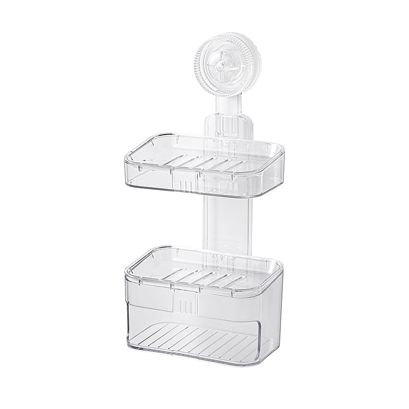 Suport de săpun montat pe perete cu dublu nivel, ventuză puternică, din plastic, brand Shuhui