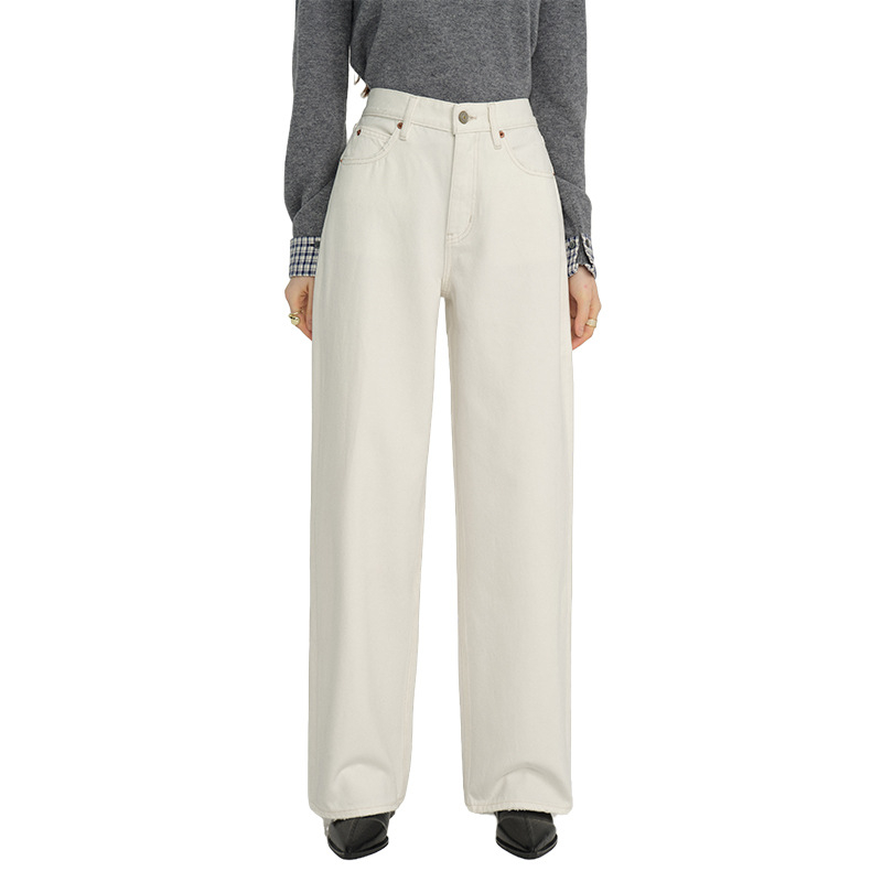 Γυναικείες Τζιν από Βαμβακερό Ντένιμ, Υψηλή Μέση, Ευθύ Παντελόνι, Φθινοπωρινή Έκδοση 2025, Μίξη Σπαντέξ, Φινίρισμα χωρίς Σιδέρωμα