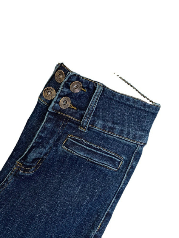Traperice visokog struka, šire nogavice, denim, 70–80% poliestera, srednja elastičnost