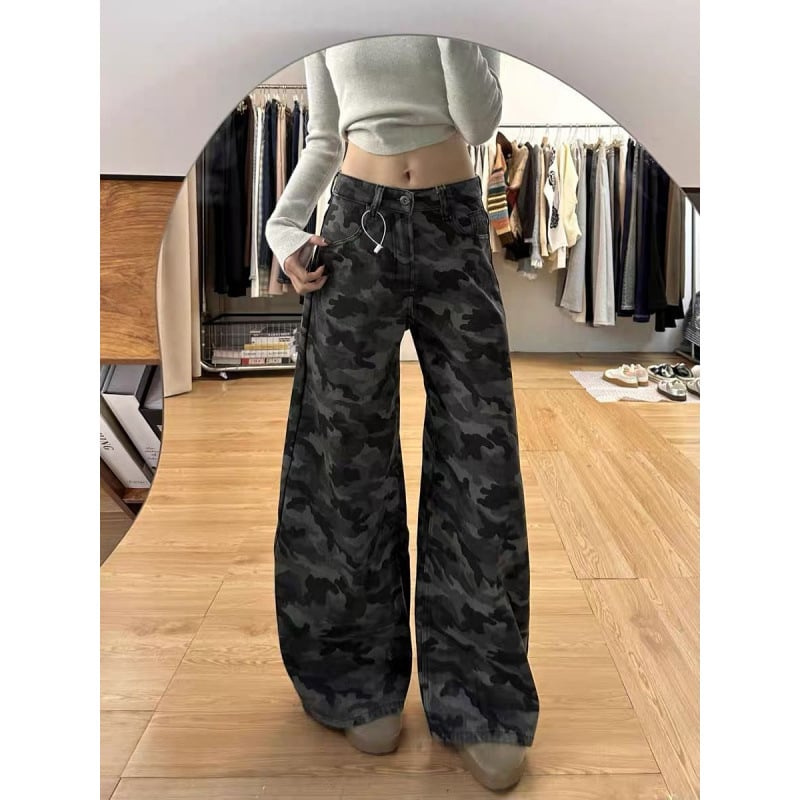 Džins hlače širokih nogavica, visok pojas, gradski stil, denim, proljeće 2025