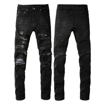Muške traperice slim fit, ulični stil, poderane i izlizane detalje, srednji pojas, pamuk denim, zip