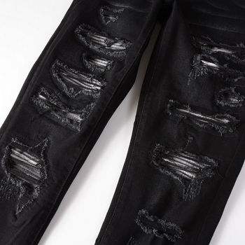 Muške traperice slim fit, ulični stil, poderane i izlizane detalje, srednji pojas, pamuk denim, zip