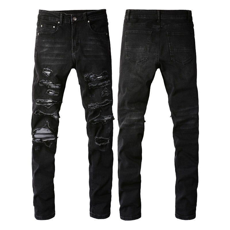 Muške traperice slim fit, ulični stil, poderane i izlizane detalje, srednji pojas, pamuk denim, zip