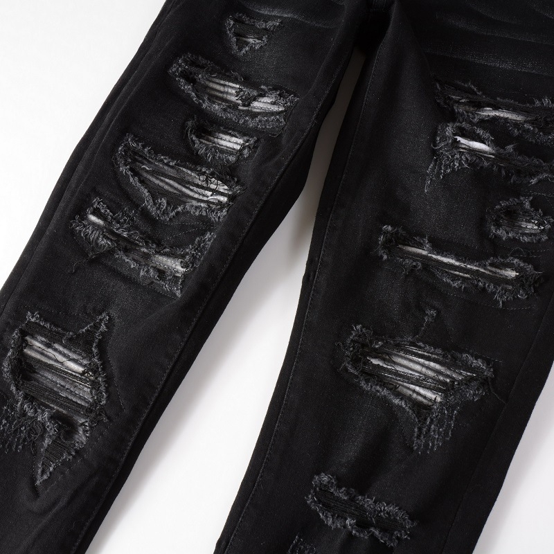 Muške traperice slim fit, ulični stil, poderane i izlizane detalje, srednji pojas, pamuk denim, zip