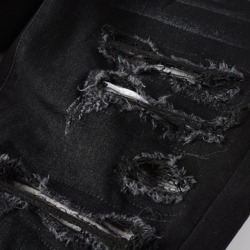 Muške traperice slim fit, ulični stil, poderane i izlizane detalje, srednji pojas, pamuk denim, zip