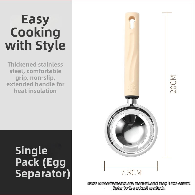 3-dielna sada kuchynských doplnkov z nehrdzavejúcej ocele pre domáce použitie: sitko, šľahač na vajcia a separátor bielkovín