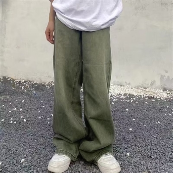 Muške traperice, gradski stil, opušteni kroj, ravne nogavice, oprane, skraćena duljina