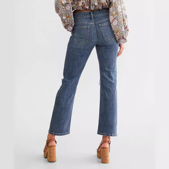 Ženske traperice s ravnim krojem, visokim strukom, 95% pamuk, Spandex <30%, mikroelastičnost