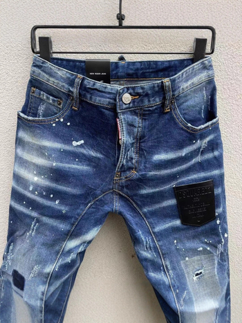 Muške traperice T121 D2, slim fit, oprano plave, patchwork i oštećeni detalji, casual traperice